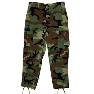 Military Pants Trousers Mens Medium Regular 34x32 Woodland Camo Cargo Rip Stop